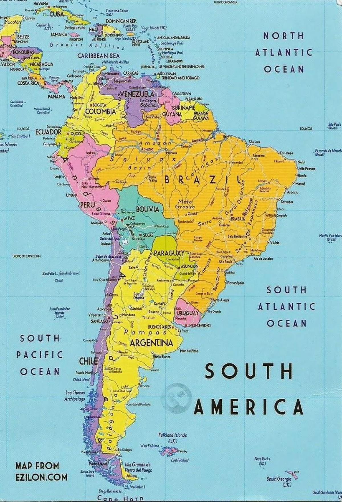 מפה של גיאנה דרום אמריקה 