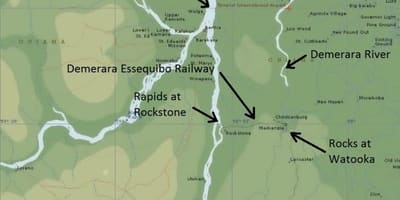 מפה של essequibo החוף של גיאנה